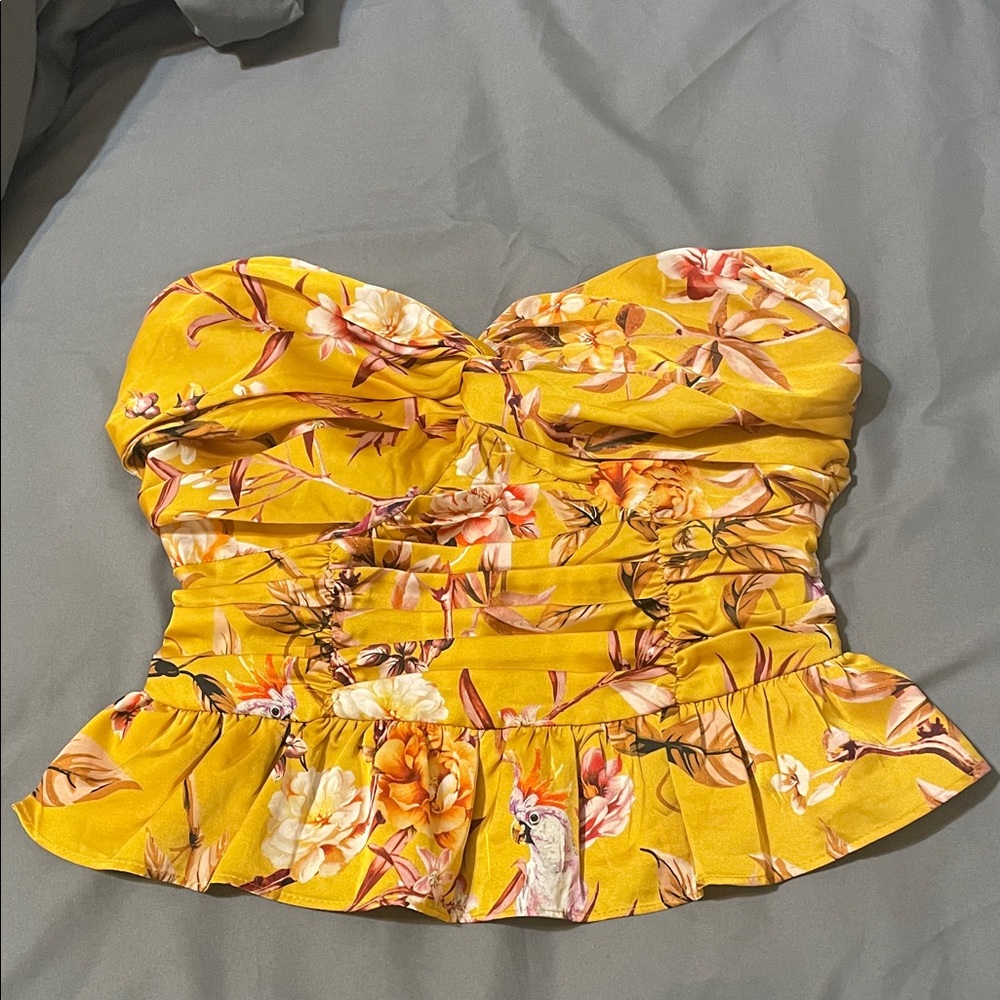 Express Mustard Strapless Top